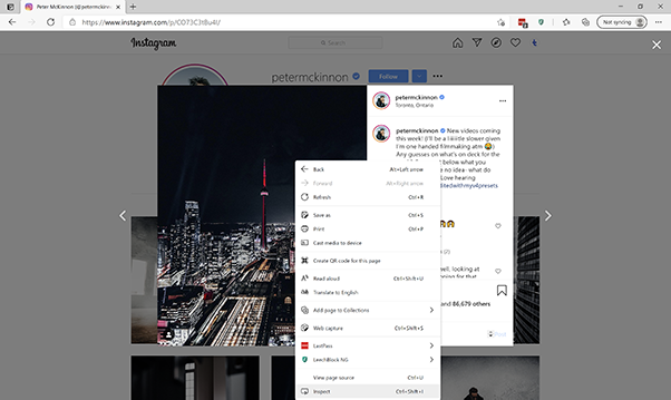 Inspect Element with Edge