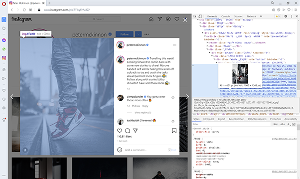 Preview Image in Opera Developer Tools