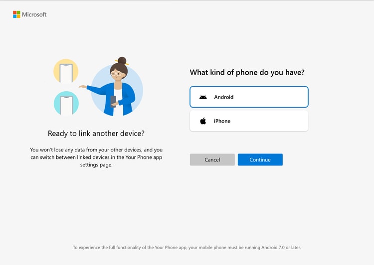Your Phone App Choose Device