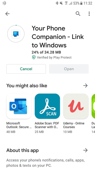 Your Phone Companion Link to Windows