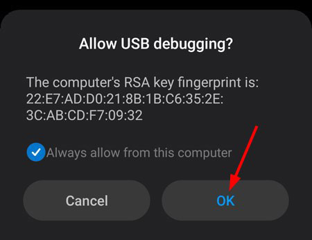 Allow USB Debugging