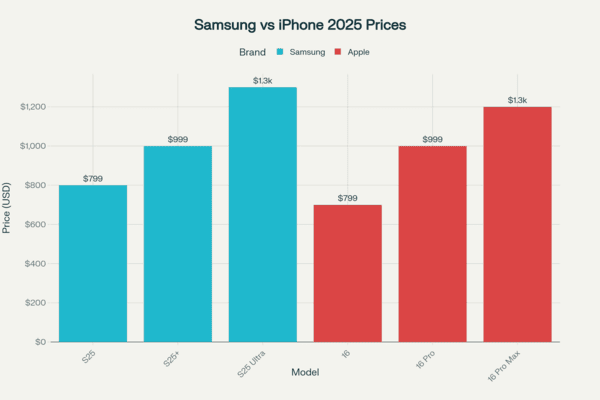 Samsung vs iPhone Pricing Comparison 2025 - Starting Prices