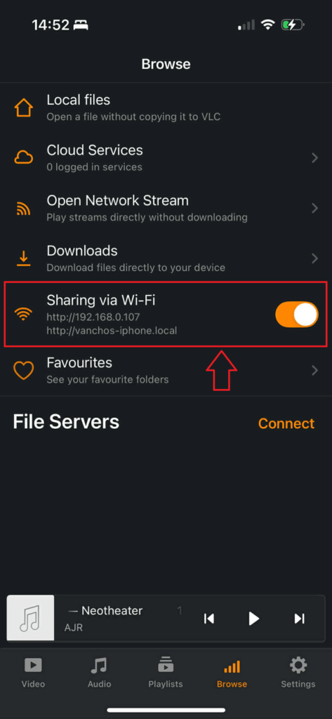 VLC: Sharring via WiFi