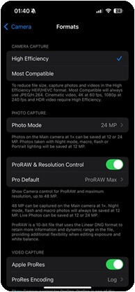 iPhone High Efficency HEIC format