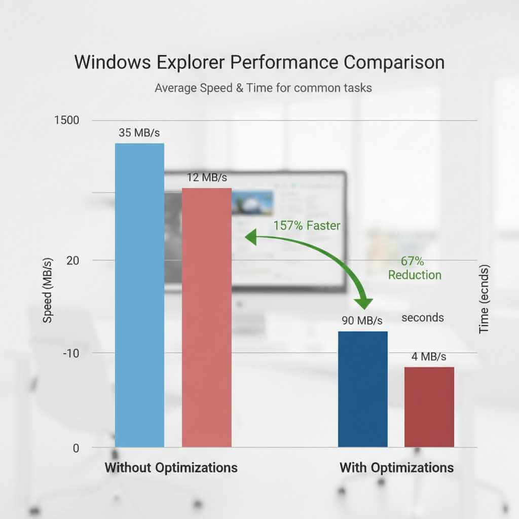 Performance improvements in Windows Explorer speed with various optimization techniques applied 