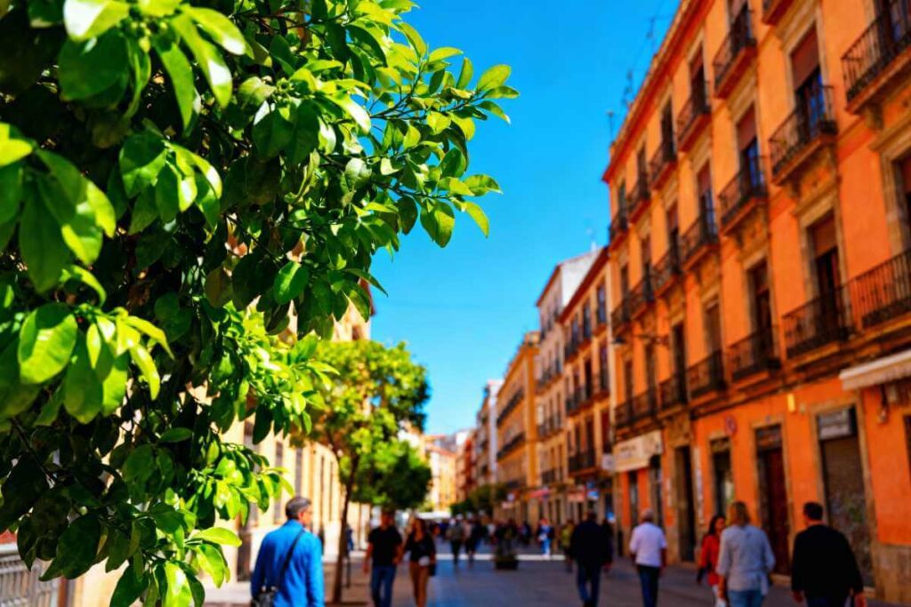 Realme GT 8 Pro daylight camera sample showing vibrant street photography with saturated greens, blues, and HDR processing in urban setting