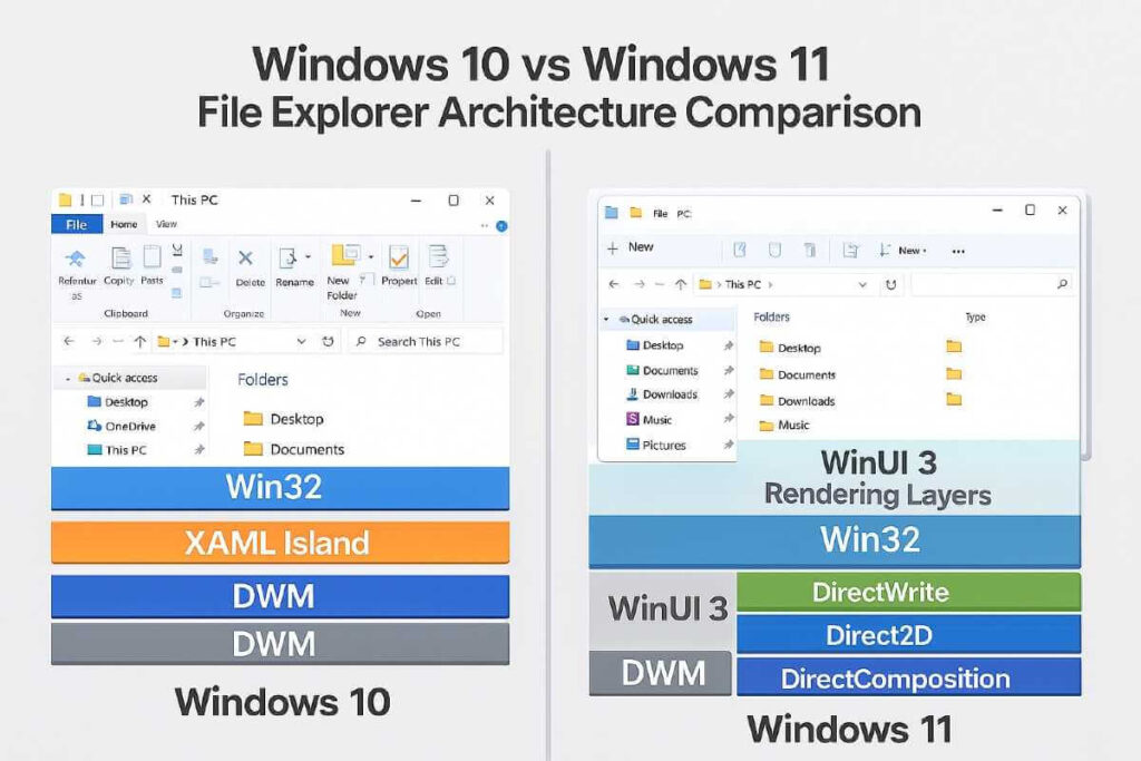 WinUI 3 lifted compositor technical architecture with XAML Islands and Win32 core integration