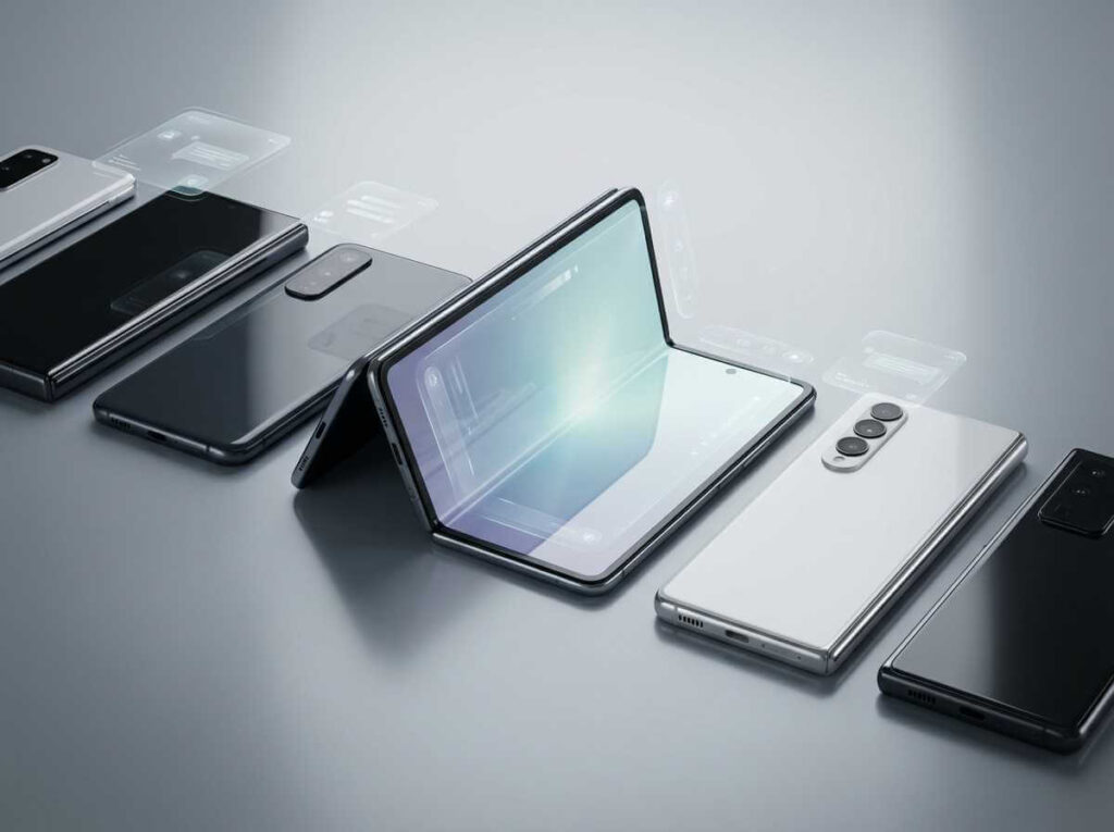 2026 phones concept image showing foldable screens and AI-first design