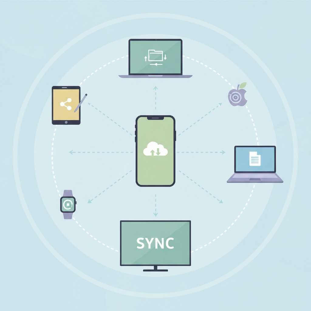Diagram of a smartphone connected to tablet, laptop, smartwatch and TV, representing HyperOS cross‑device ecosystem.