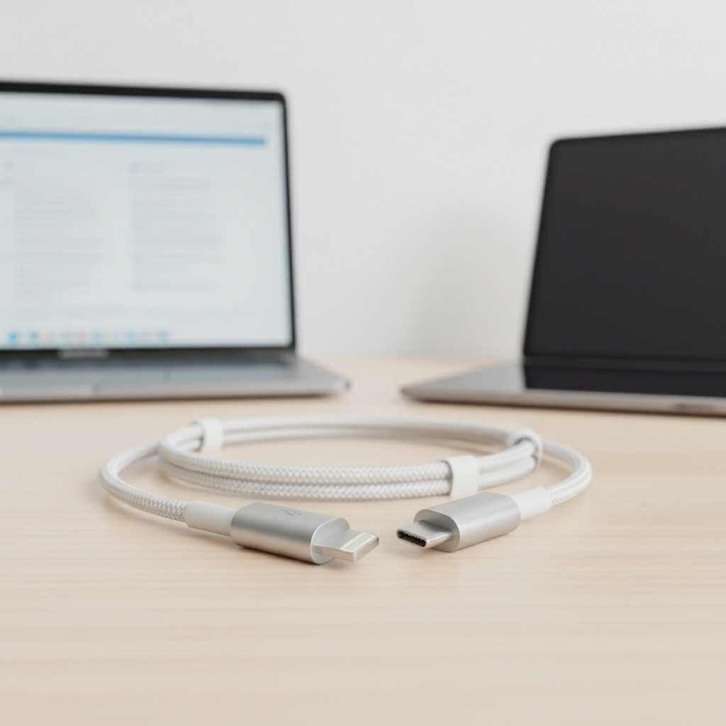 Lightning and USB‑C cables on a desk, illustrating charging compatibility decisions in 2026.