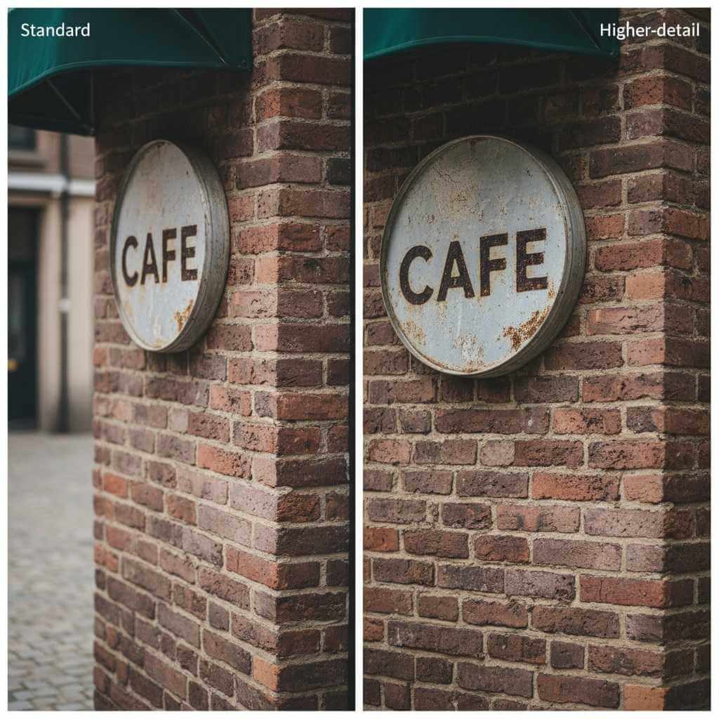 Side-by-side photo detail example showing softer vs sharper detail to explain camera differences across iPhone generations.