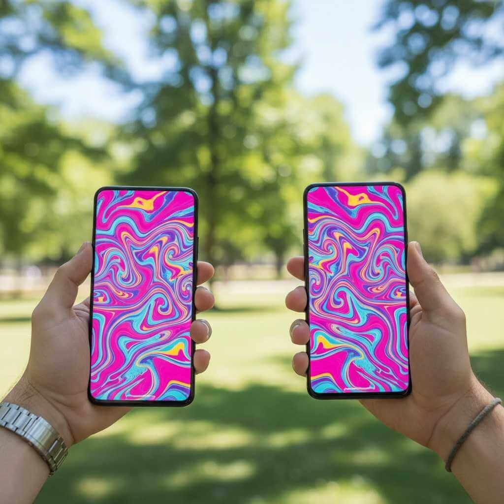 Brightness vs resolution comparison on iPhone 17 Pro Max and Galaxy S25 Ultra displays.