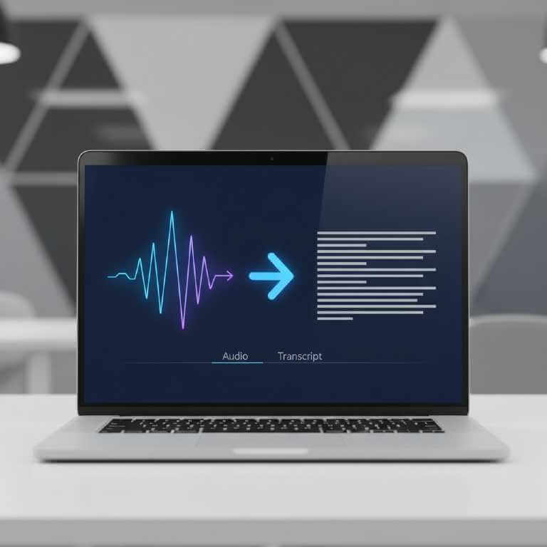 Audio waveform converting into a readable transcript for voice notes to content.