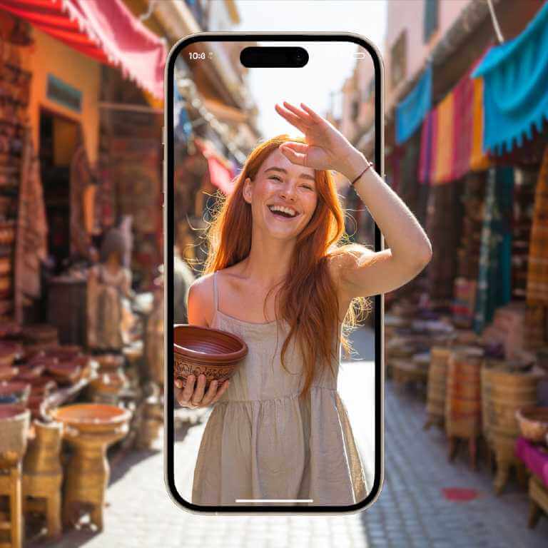 Hand circling an item on a phone screen for visual search