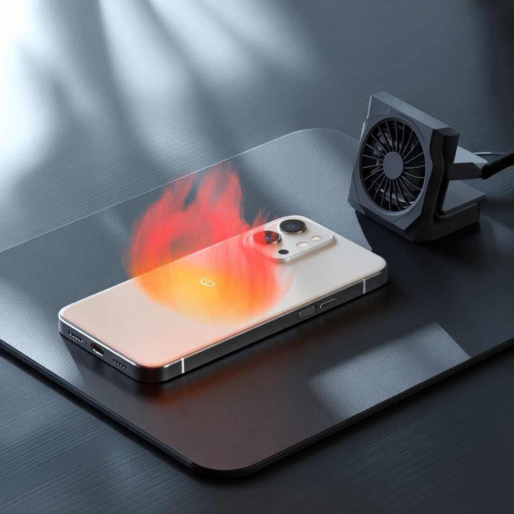 Android phone overheating during gaming with clip-on cooler to prevent thermal throttling