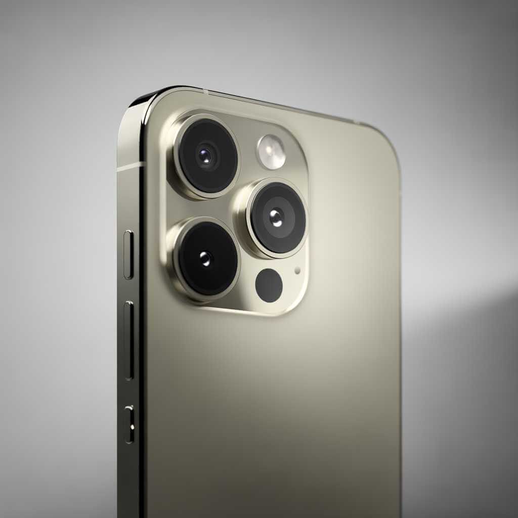 Concept smartphone camera module representing the V70 Elite telephoto-focused setup.