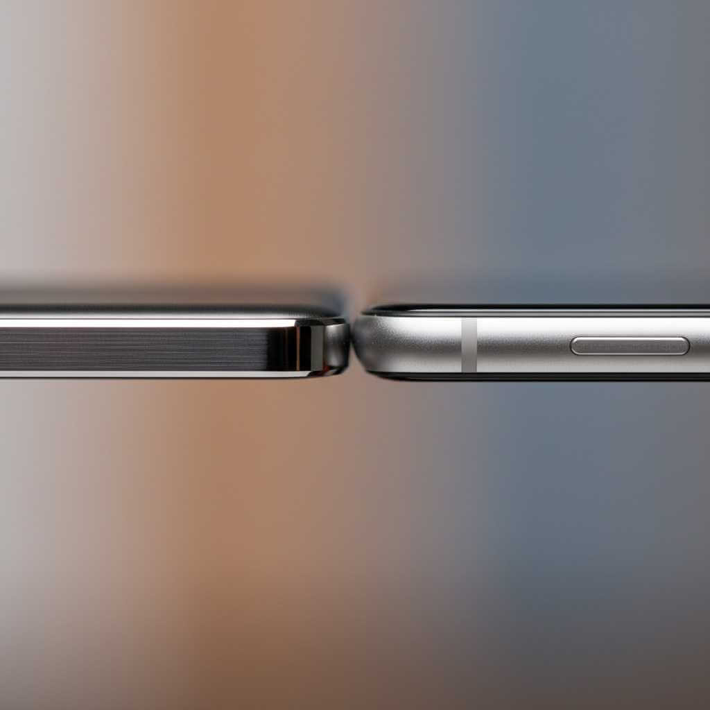 Close-up showing how thin the Xiaomi UltraThin Magnetic Power Bank looks on a phone