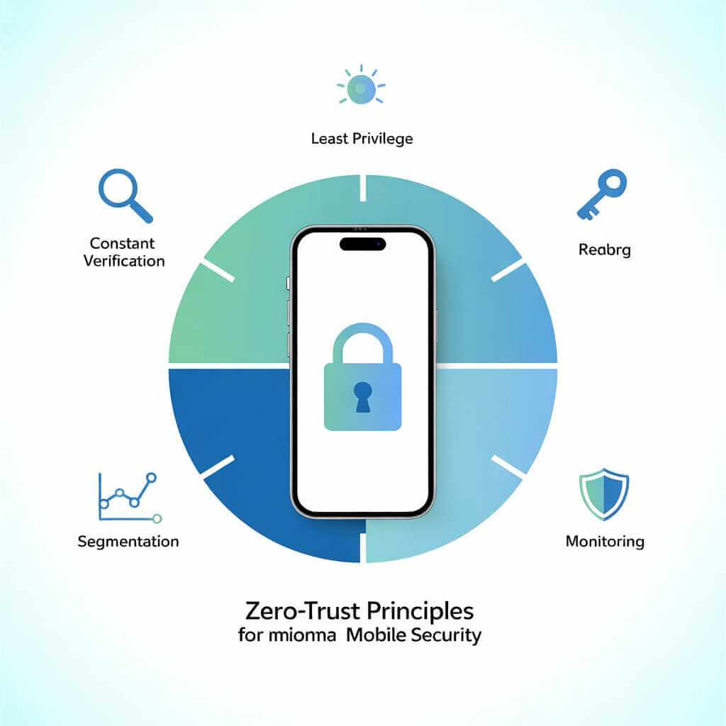 Zero-Trust security principles diagram for behavioral protection on phones