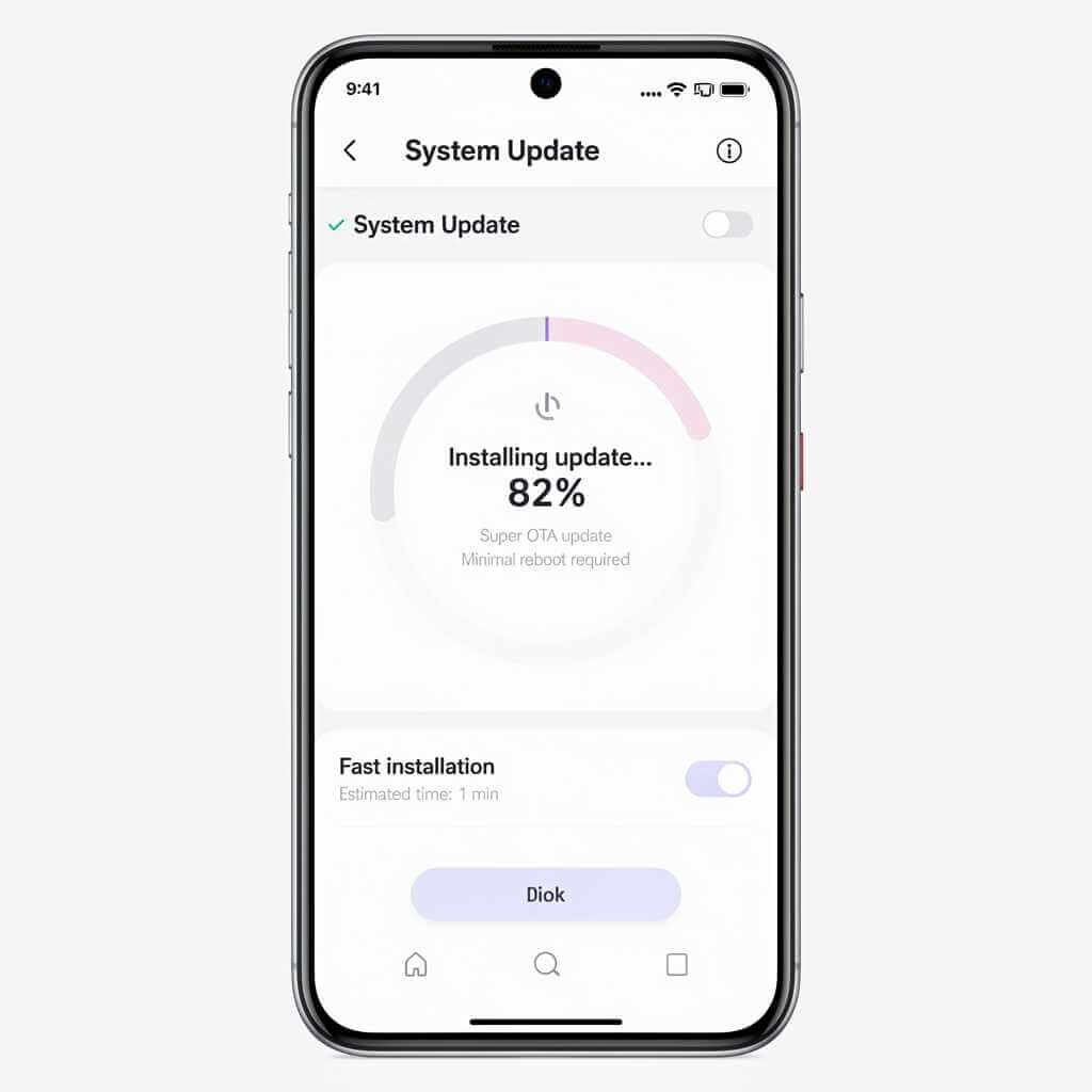 HyperOS Super OTA update screen showing fast system update process on Xiaomi smartphone