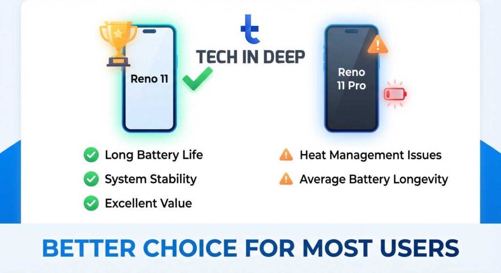 Reno 11 better than Reno 11 Pro comparison showing final verdict and advantages