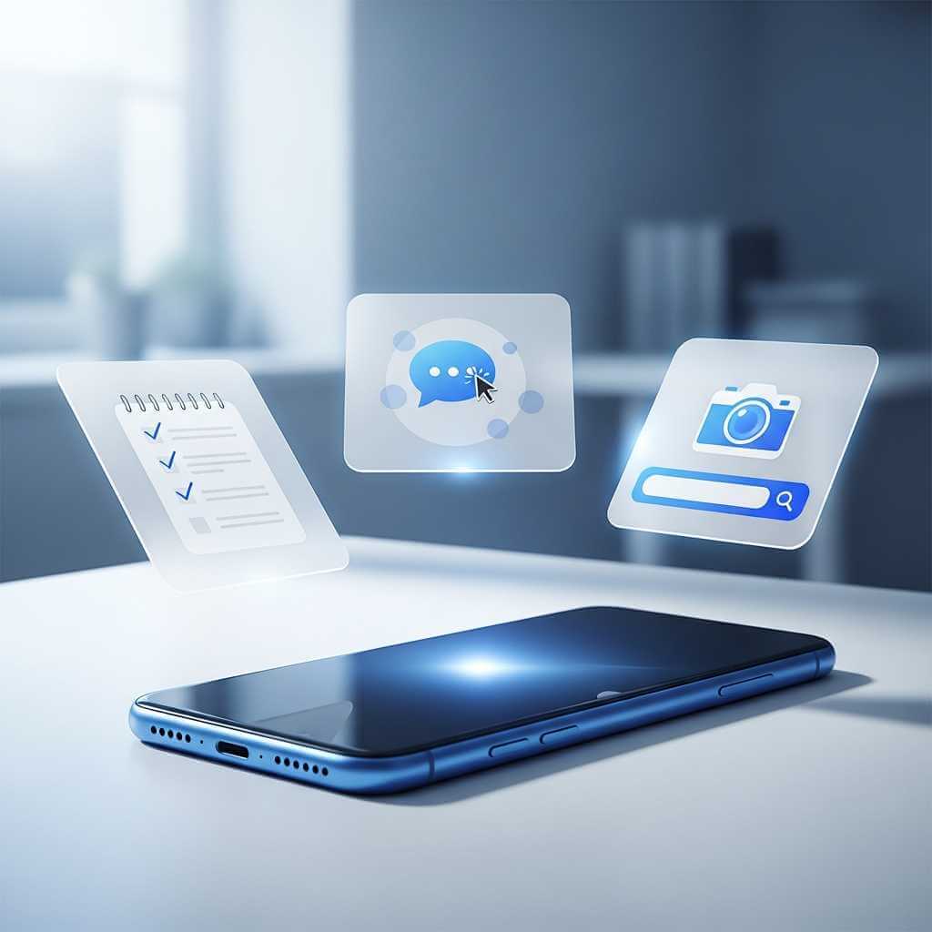 Smartphone illustration showing ChatGPT, Notion, and Google Lens style app cards for a 2026 best apps article.